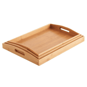 3 Pieces Bamboo Serving Tray Set
